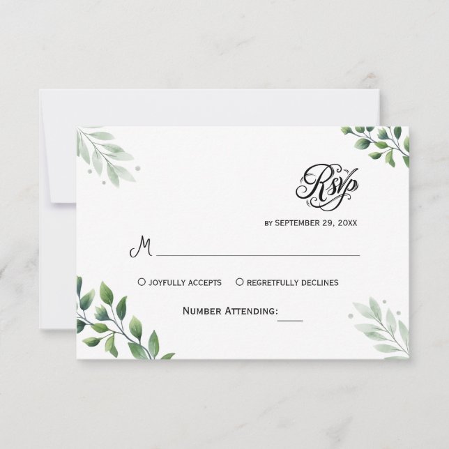 Simple Greenery Eucalyptus RSVP Convite (Frente)