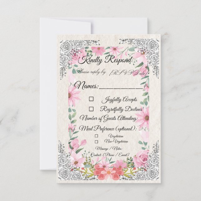 Simple Indian Wedding RSVP Card | Elegant  (Frente)