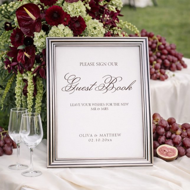 Simple Ivory and Brown Wedding Guest Book Poster (Criador carregado)