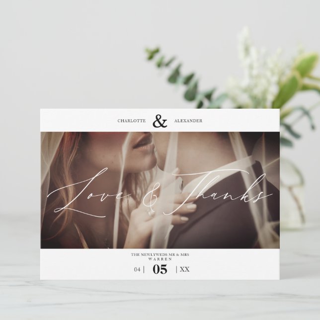 Simple Love & Thanks Custom Photo Couple Wedding (Em pé/Frente)