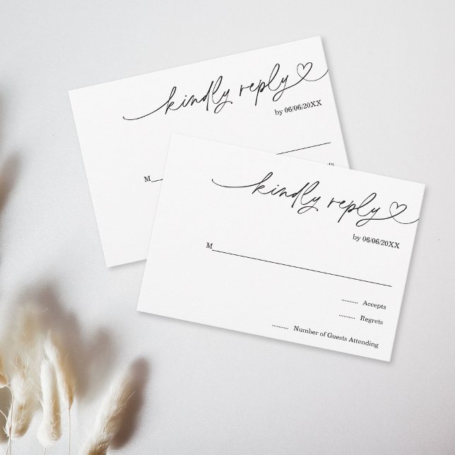 Simple Minimalist Black White Kindly Respond RSVP (Simple Minimalist Black White Kindly Respond RSVP Card)