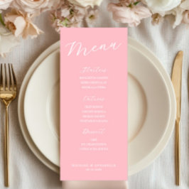 Simple Minimalist Light Pink Menu Card for Wedding