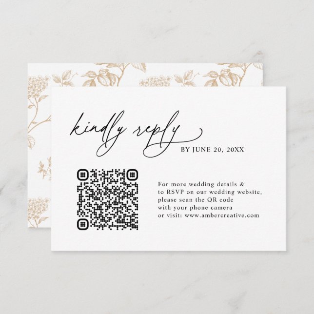 Simple Minimalist QR code Wedding RSVP Cards (Frente/Verso)