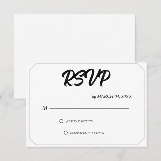 Simple Modern Elegant Classic Wedding RSVP (Frente/Verso)