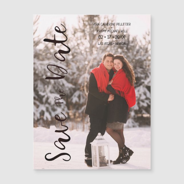 Simple Modern Personalized Photo Engagement Couple (Frente)