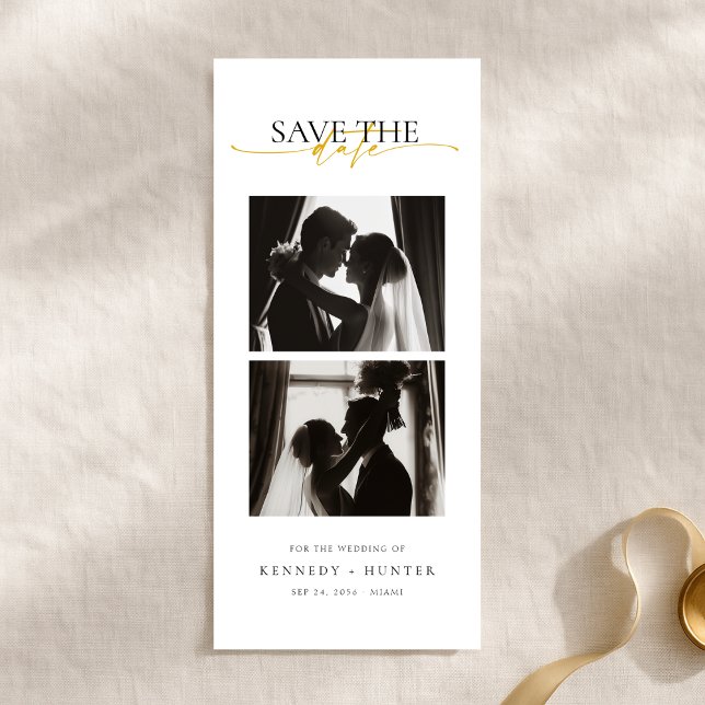 Simple Modern Photo Strip Wedding Save the Date (Criador carregado)