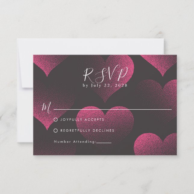 Simple Red Heart Theme for Wedding RSVP (Frente)