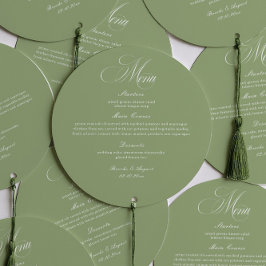 Simple Sage Green Wedding Menu Circle Card