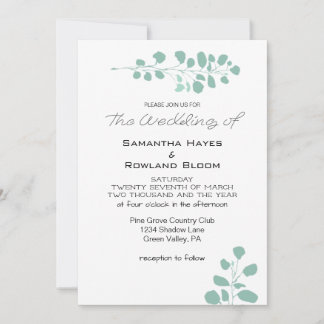 Simple Sage Greenery Convite para Casamento