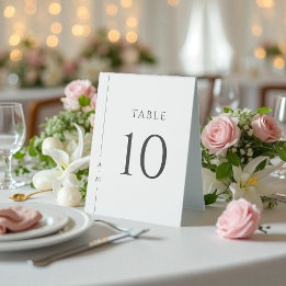 Simple White Classic Elegant Table Number