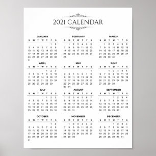 Simple yet Elegant 2021 Calendar Poster