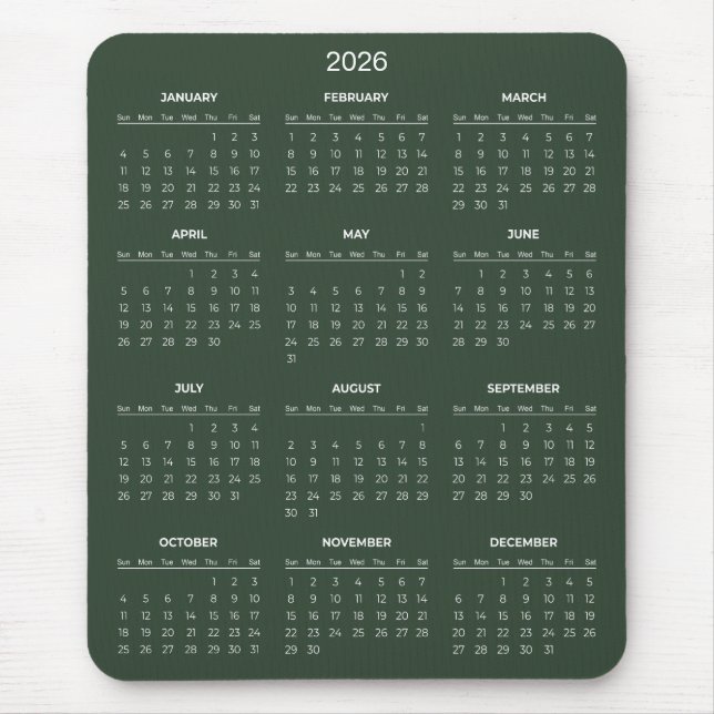 Simple Yet Elegant 2026 Calendar | Mousepad (Frente)