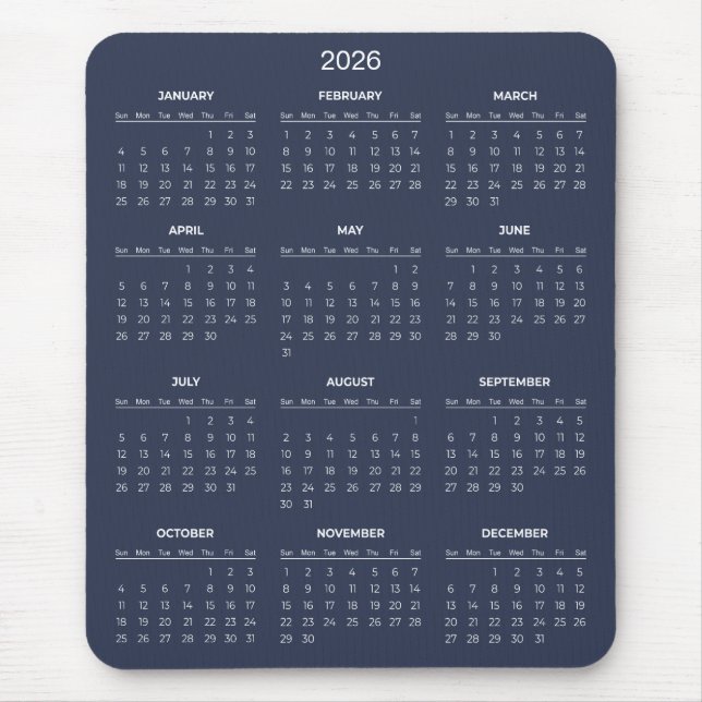 Simple Yet Elegant 2026 Calendar | Mousepad (Frente)