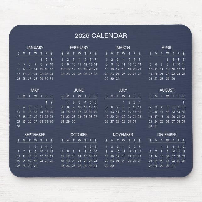 Simple Yet Elegant 2026 Calendar | Mousepad (Frente)
