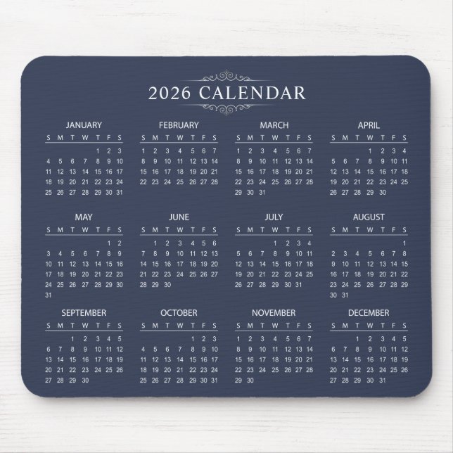 Simple Yet Elegant 2026 Calendar | Mousepad (Frente)