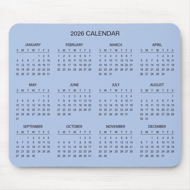 Simple Yet Elegant 2026 Calendar | Mousepad (Frente)