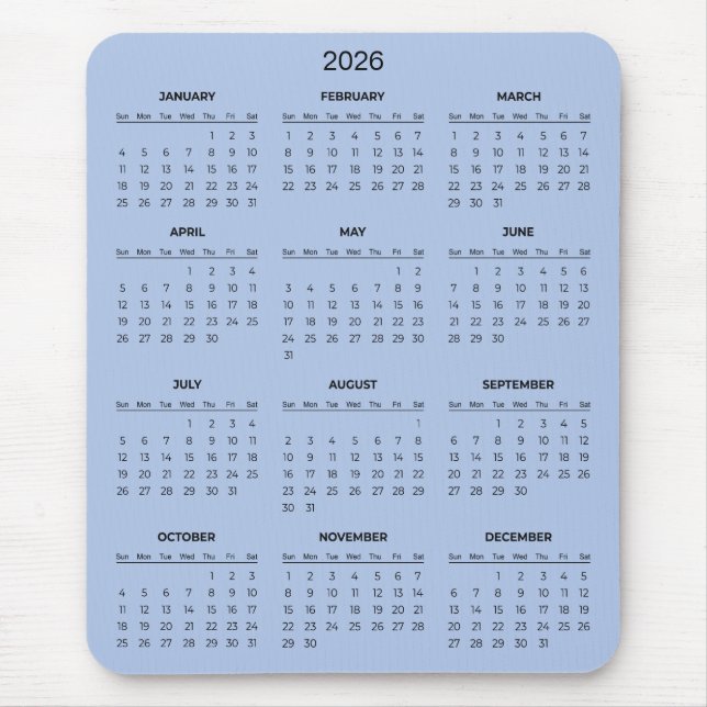Simple Yet Elegant 2026 Calendar | Mousepad (Frente)