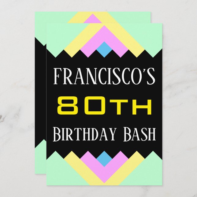 Simples "80 Birthday Bash" Convite de Aniversário (Frente/Verso)