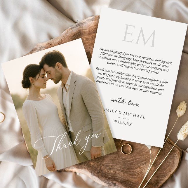 Simples Agradecimento de Casamento com Foto Modern (Criador carregado)