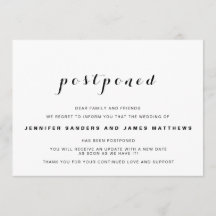 Simples Anúncio de Casamento Adiado