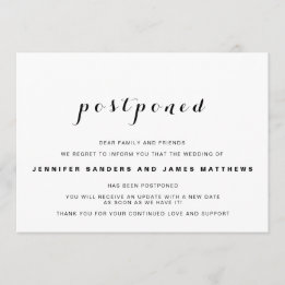 Simples Anúncio de Casamento Adiado