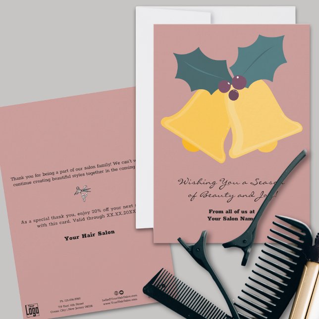 Simples Bells de Natal e Cartão de Férias de Saída (Simple Christmas Bells & Bay Leaves Holiday Card)