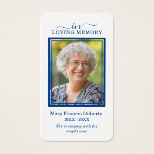Simples Blue Photo Sympathy Funeral Prayer Card