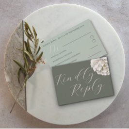 Simples Boho Tropical Verde Musgo Floral RSVP