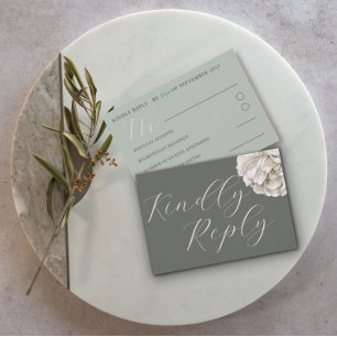 Simples Boho Tropical Verde Musgo Floral RSVP