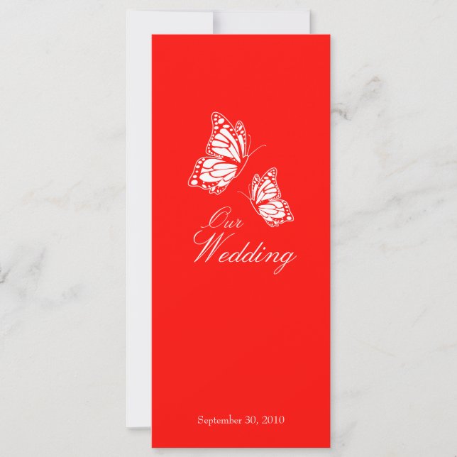 Simples Borboletas Vermelhas Anúncio de casamento  (Frente)