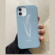 Simples Branco Azul Estético Floral Personalizado
