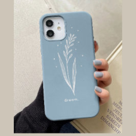 Simples Branco Azul Estético Floral Personalizado