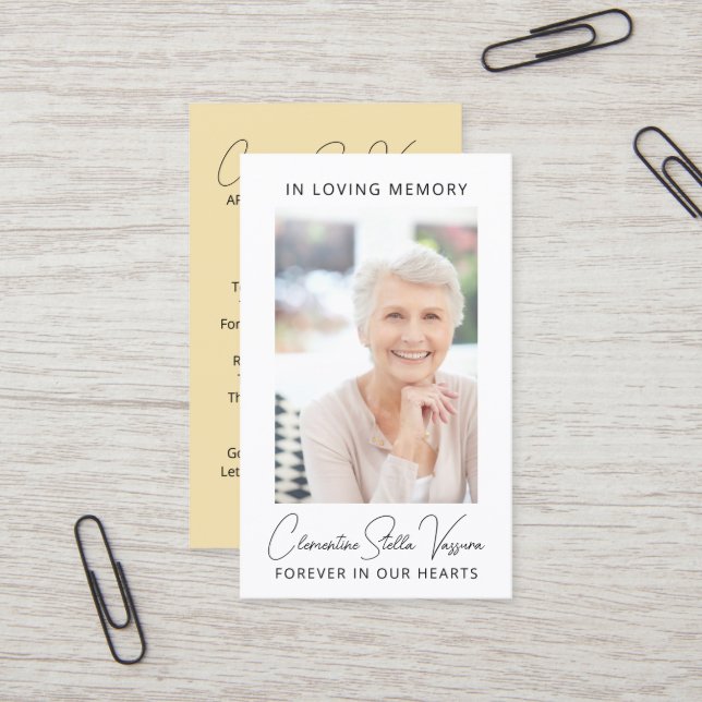 Simples Cartão com fotos de Oração para Memorial F (Frente/Verso In Situ)