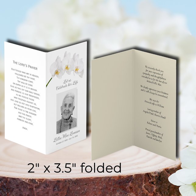 Simples Cartão com fotos de Oração para Memorial F (SMALL folded celebration of life memorial photo prayer cards, 2" x 3.5" finished size)