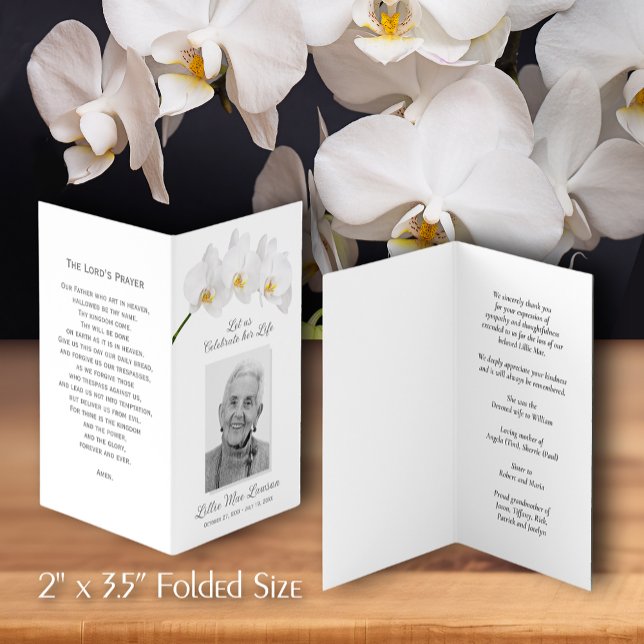 Simples Cartão com fotos de Oração para Memorial F (Simple 2 x 3.75" folded funeral memorial prayer cards with a photo on the front. )