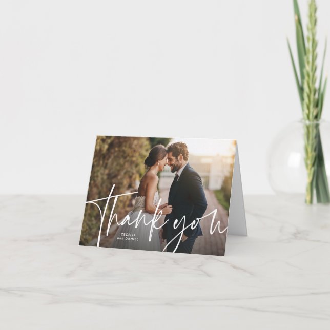 Simples cartão de agradecimento de casamento com t (Frente)