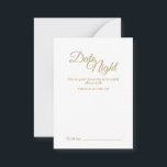 Simples Cartão de Aviso Noturno de Data de Caligra<br><div class="desc">Este simples cartão noturno de caligrafia dourada traz um luxo elegante mas moderno a um casamento minimalista e mais tradicional ou formal. A caligrafia casual permite um sentimento antigo,  enquanto o design neutro de classe pode ser combinado com quaisquer aspectos únicos da celebração do casamento.</div>