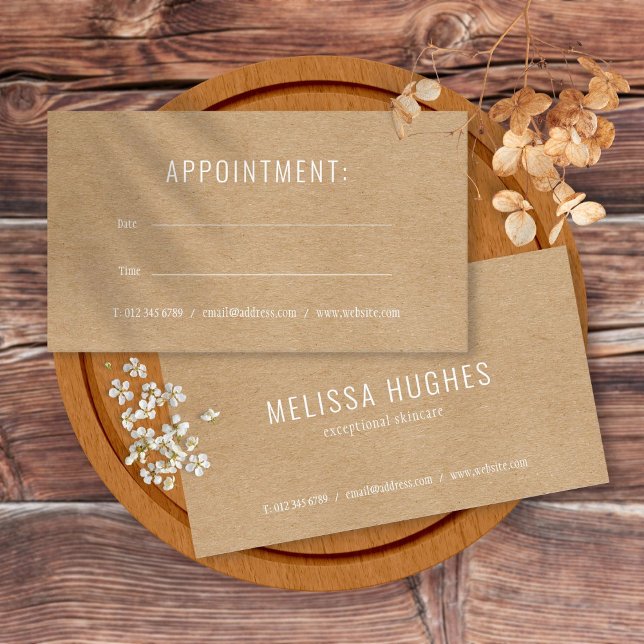 Simples Cartão de Compromisso Russo Kraft Moderno (Simple Modern Rustic Kraft Appointment Card)
