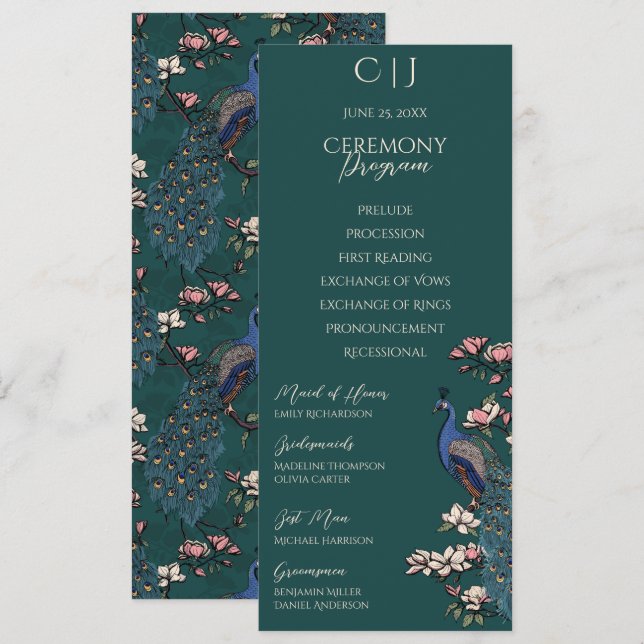 Simples Cartão de Programa de Casamento Floral Rús (Frente/Verso)