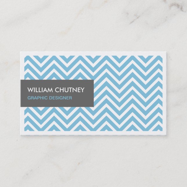 Simples Cartão de visita Chic Light Blue Chevron Z (Frente)