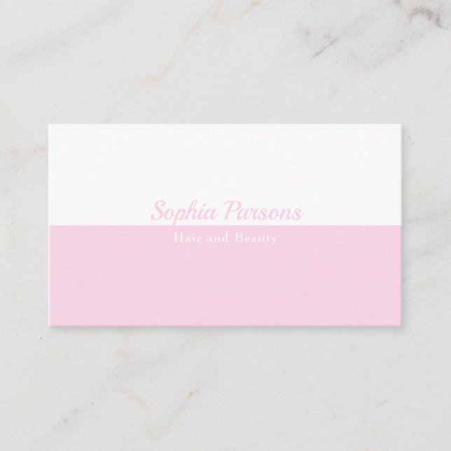 Simples Cartão de Visita Rosa e Branco Profissiona (Frente)