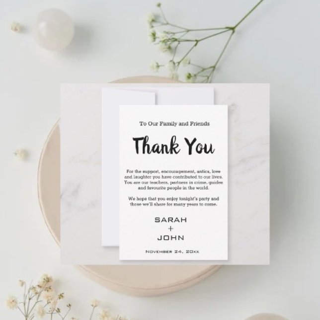 Simples Cartões de agradecimentos de Caligrafia Mo (Simple Elegant Wedding Thank You Card )