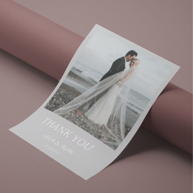 Simples Cartões de agradecimentos De Casamento Com (Photo Wedding Thank You Card)