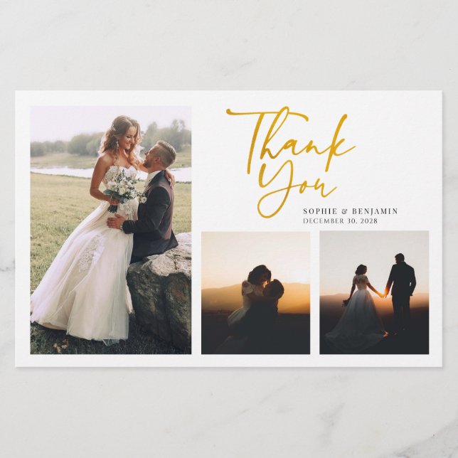 Simples Cartões de agradecimentos De Casamento Com (Frente)