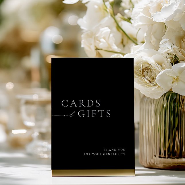 Simples Cartões Pretos e Brancos e Sinal de Casame (Simple Black & White Cards & Gifts Wedding Sign)