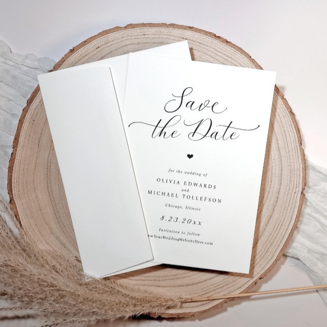Simples Cartões salve a data de Casamento Elegante (Simple Elegant Heart Save the Date Cards - Rustic and Classic Minimalist)