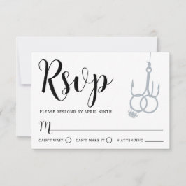 Simples Casamento de anzóis de pesca RSVP Cartão P