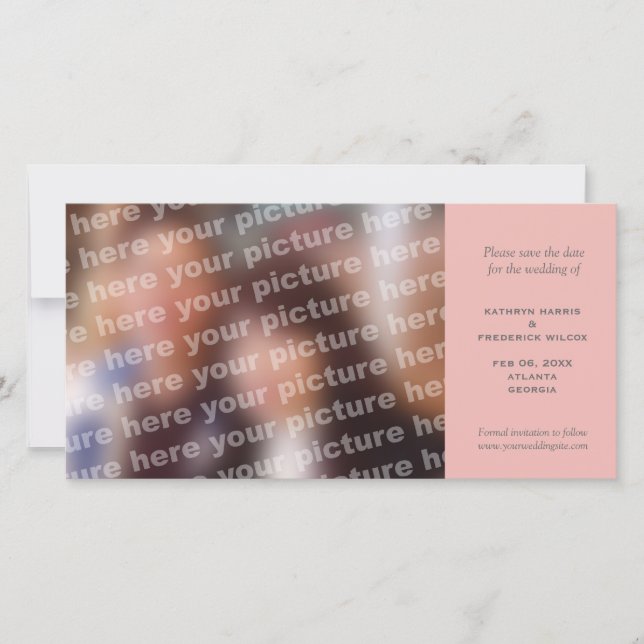 Simples casamento rosa salve o anúncio de data (Frente)
