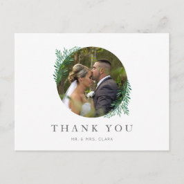 Simples Casamento Verde Obrigado Cartão Postal