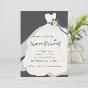 Simples Chá de panela Floral Bride Gown Convite